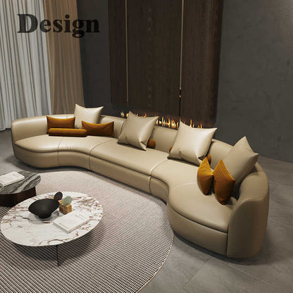 Italian light luxury creative curved corner semi-circle combination leather sofa living room high-grade reception size villa