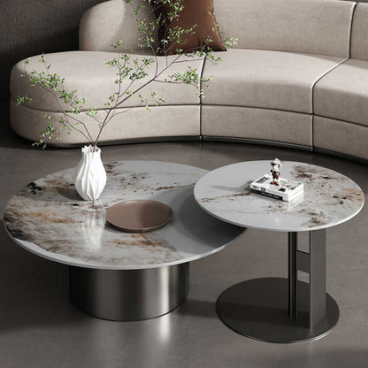 Italian small apartment living room table home rock panel coffee table network red combination light luxury Pandora round coffee table