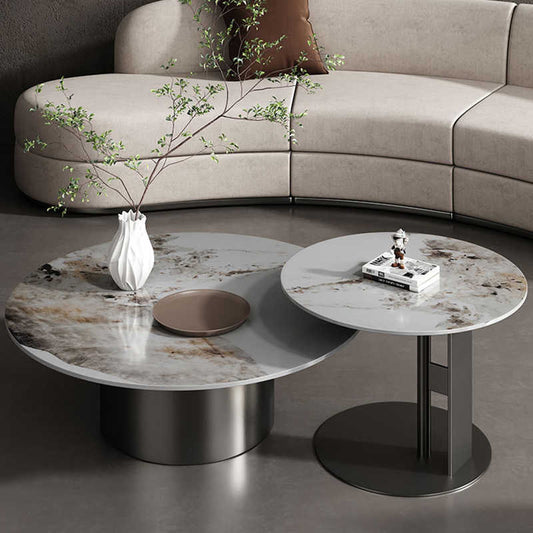 Italian small apartment living room table home rock panel coffee table network red combination light luxury Pandora round coffee table