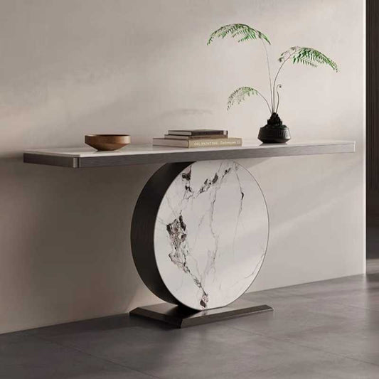 Light luxury wind rock panel porch entry simple corridor corridor stainless steel art end view table against the wall porch table