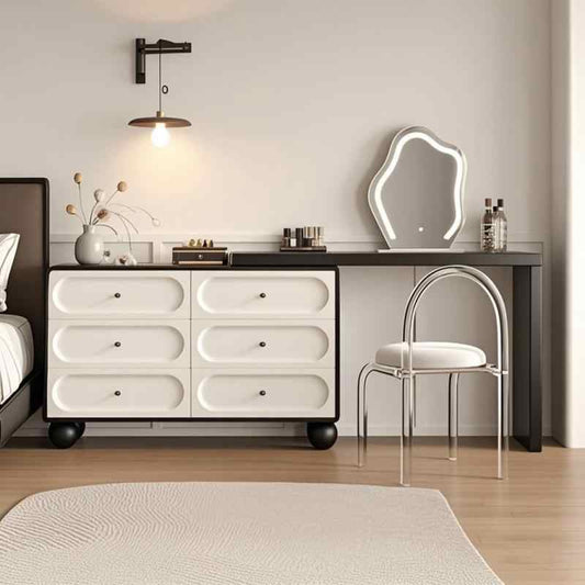 Retractable dressing table Solid wood black and white cream in ancient style baking paint bed tail bucket cabinet one bedroom simple makeup table