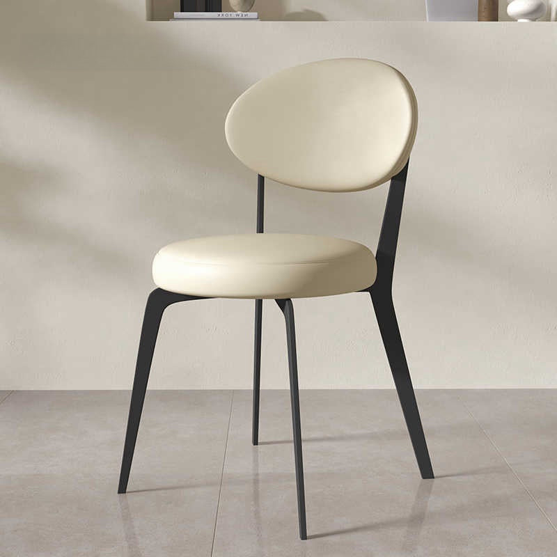 French cream style white minimalist dining chair