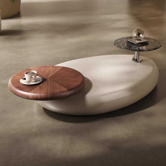 Cobblestone coffee table Modern simple marble can rotate oval designer shaped home low few