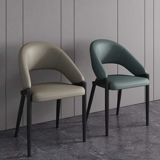 Light luxury Italian style modern simple home leather dining chair backrest stool