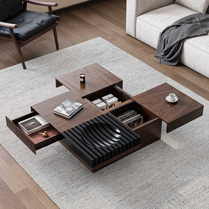 Italian minimalist black walnut solid wood tea table modern simple light luxury style living room home creative wind small household tea table