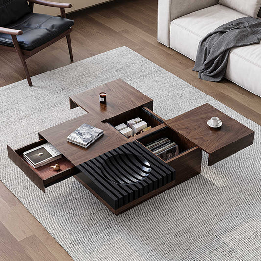 Italian minimalist black walnut solid wood tea table modern simple light luxury style living room home creative wind small household tea table