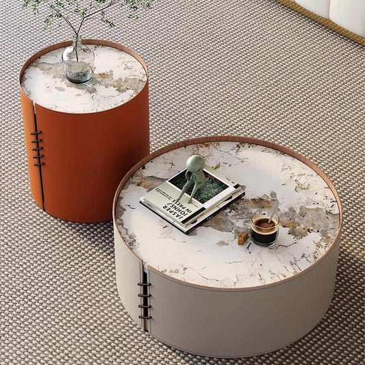 Lanka Italian rock plate size round coffee table combination of small living room home advanced sense simple tea table side table