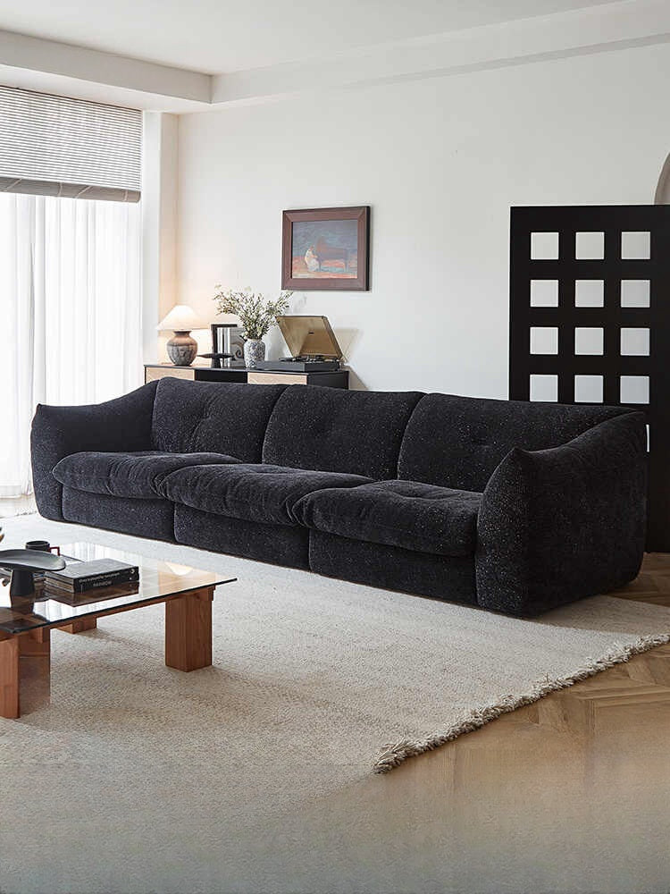 Fabric retro sofa designer Glutinous rice cake cream sand hair living room large flat combination sofa