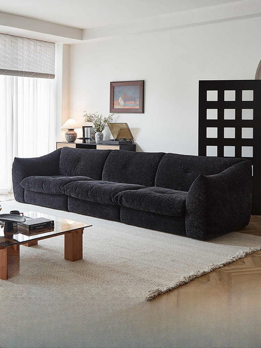 Fabric retro sofa designer Glutinous rice cake cream sand hair living room large flat combination sofa