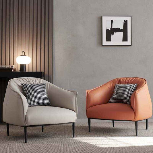 Nordic single sofa Light luxury hotel bedroom small apartment living room balcony leisure negotiation lazy leather sofa chair