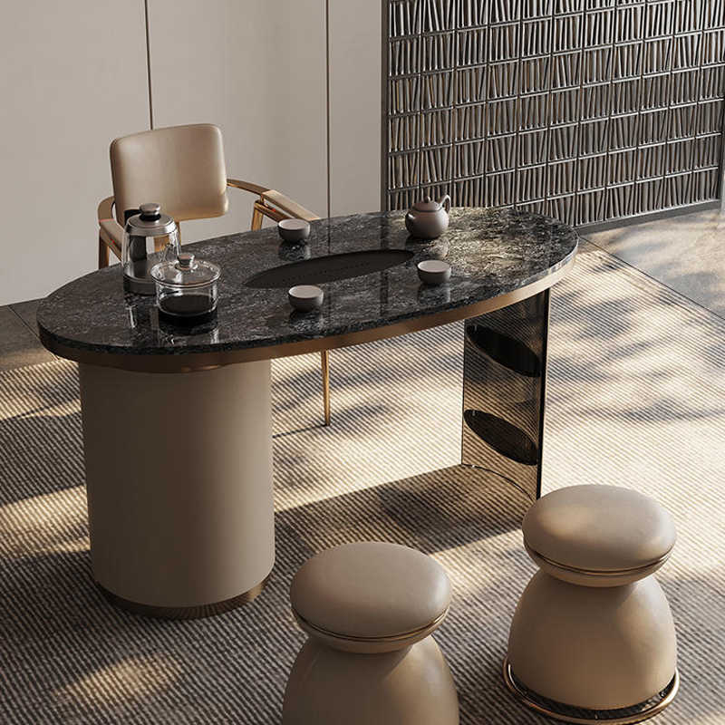 Italian light luxury rock plate tea table modern simple tea table and chair combination of advanced sense acrylic home balcony tea table