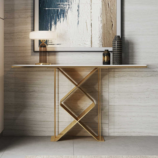 Creative rock slab entrance table Italian light luxury entrance cabinet entry corridor stainless steel modern simple entrance table