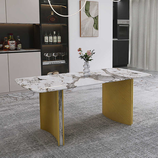 Italian very simple rock plate table modern simple high-end dining table and chair combination of small household rectangular dining table