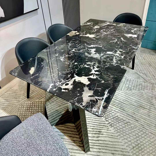 Natural black rose luxury stone table Rectangular high-end dining minimalist table can be customized designer light luxury table