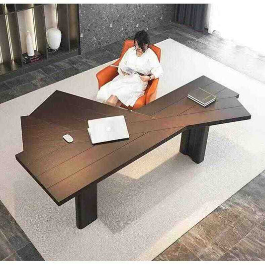 Simple modern solid wood computer desk boss desk light luxury simple desk shaped table design desk