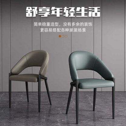 Light luxury Italian style modern simple home leather dining chair backrest stool