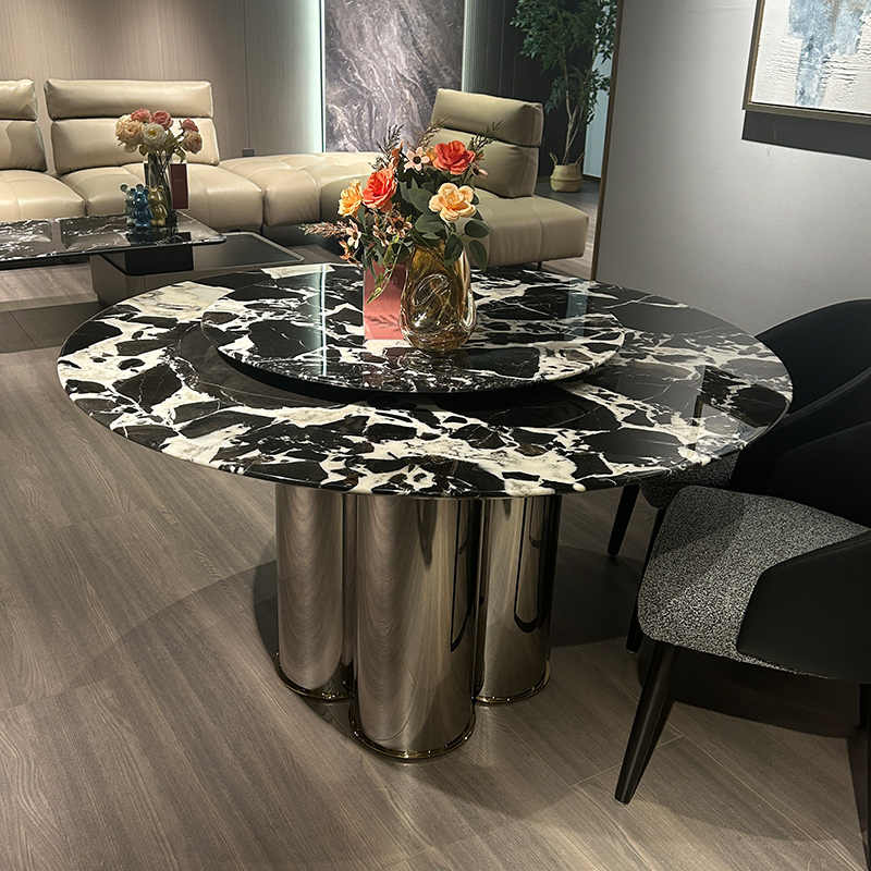 Italian light luxury Italian imported natural luxury stone Bulgari table Modern high-end villa custom home round table