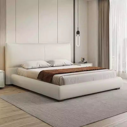 Italian minimalist Chanel leather bed Modern simple top layer leather bed High-end master bedroom double bed edging soft bed