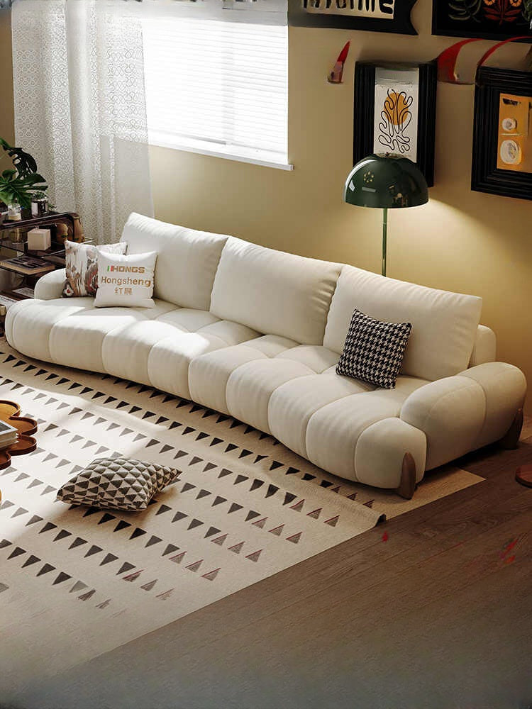 Cotton candy fabric sofa living room modern simple cream style Italian light luxury combination curved sofa