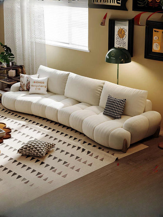 Cotton candy fabric sofa living room modern simple cream style Italian light luxury combination curved sofa
