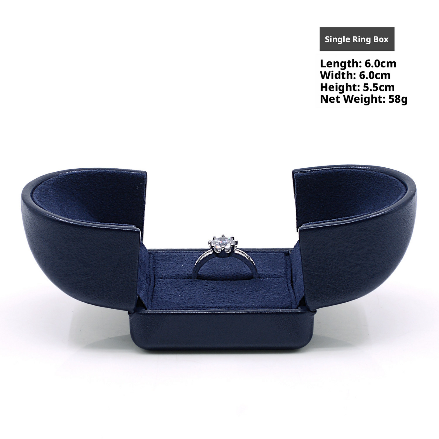5pcs Navy Velvet Engagement Ring Box, Double Slot Proposal Case, Unique Double-Wing Jewelry Holder