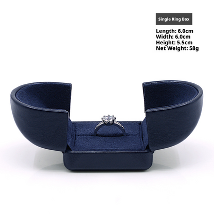 5pcs Navy Velvet Engagement Ring Box, Double Slot Proposal Case, Unique Double-Wing Jewelry Holder