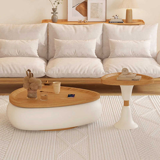 Cream wind round size coffee table combination home designer small house log wind living room