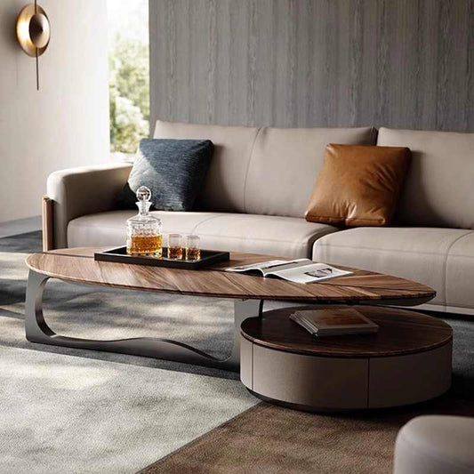 Light luxury coffee table designer high-end living room coffee table walnut shaped coffee table with drawer home