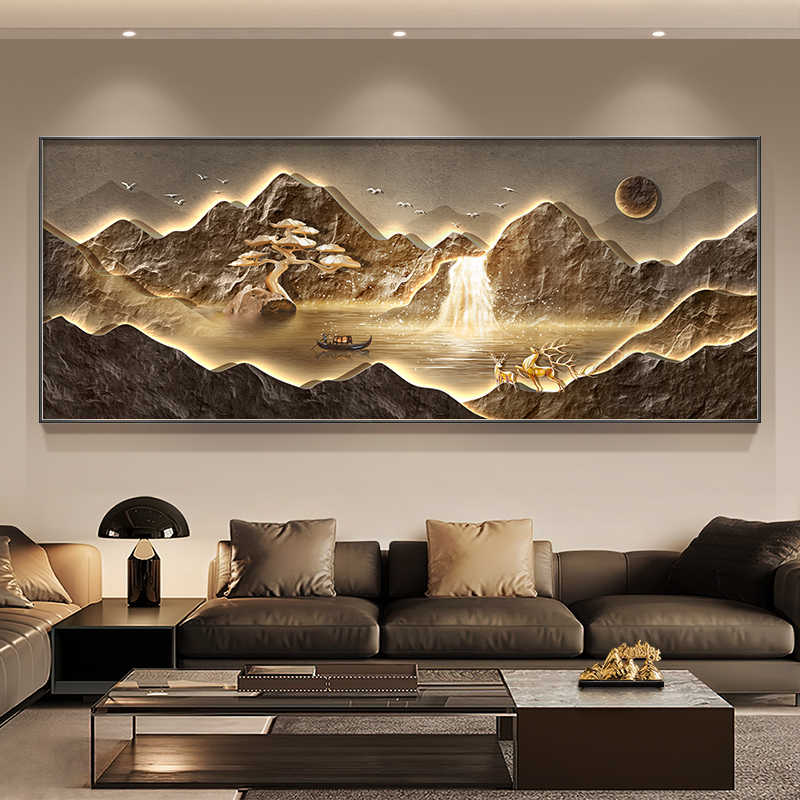 Cornucopan living room decorative painting landscape painting with back-up picture sofa background wall hanging painting light luxury high sense murals