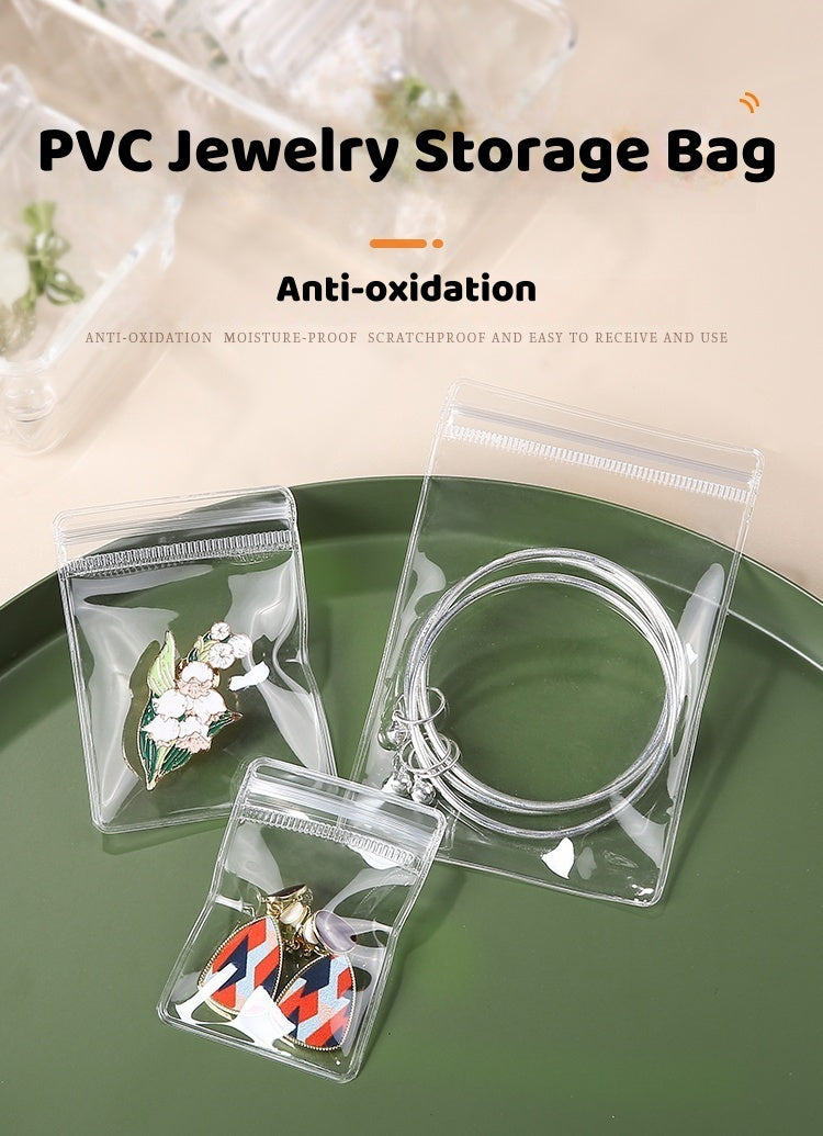 100pcs Clear PVC Zipper Pouch, Heavy Duty Travel Storage Bags for Earrings, Secured Display Case