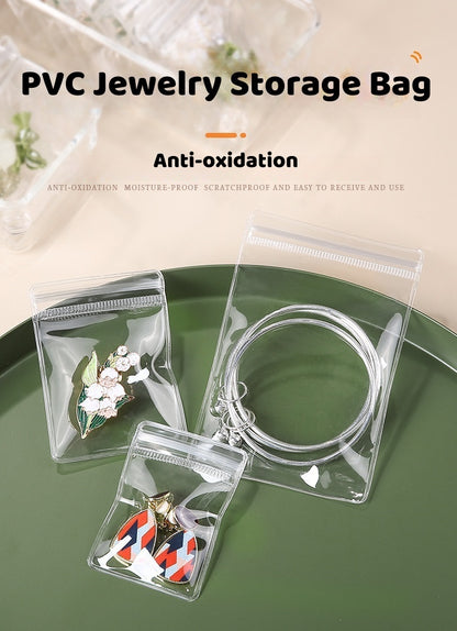 100pcs Clear PVC Zipper Pouch, Heavy Duty Travel Storage Bags for Earrings, Secured Display Case