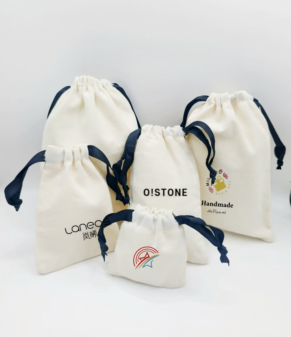 100pcs individuation Custom Cotton Jewelry Pouches, Eco-Friendly Drawstring Gift Bags