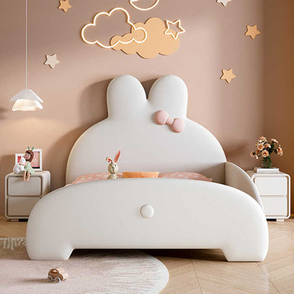 Baby Bed Girl Pink Bunny Bed Cream style girl head layer cowhide little Modern single princess bed with guardrail