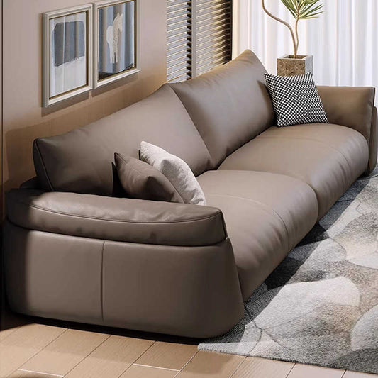 Italian minimalist leather sofa head layer cowhide living room modern light luxury down straight row sofa combination designer