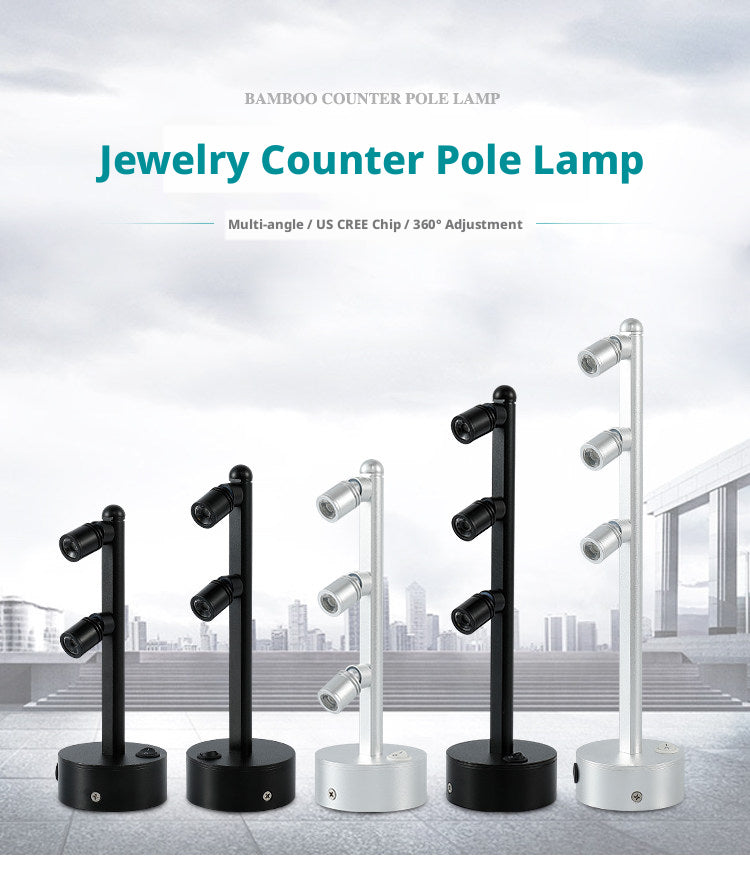 Multi-Angle Jewelry Desk Spotlight, Bamboo Base CREE Chip, Adjustable Craft Workbench Lighting