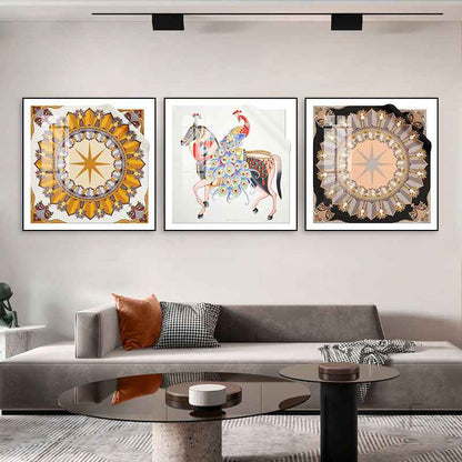 Silk hanging painting treasure modern Geri light luxury hotel model room porch decorative painting sofa floor painting