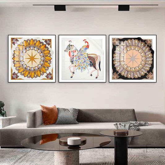 Silk hanging painting treasure modern Geri light luxury hotel model room porch decorative painting sofa floor painting