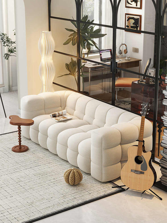 Creamy wind marshmallow sofa family living room small apartment Italian style is almost row fabric sofa modern simple