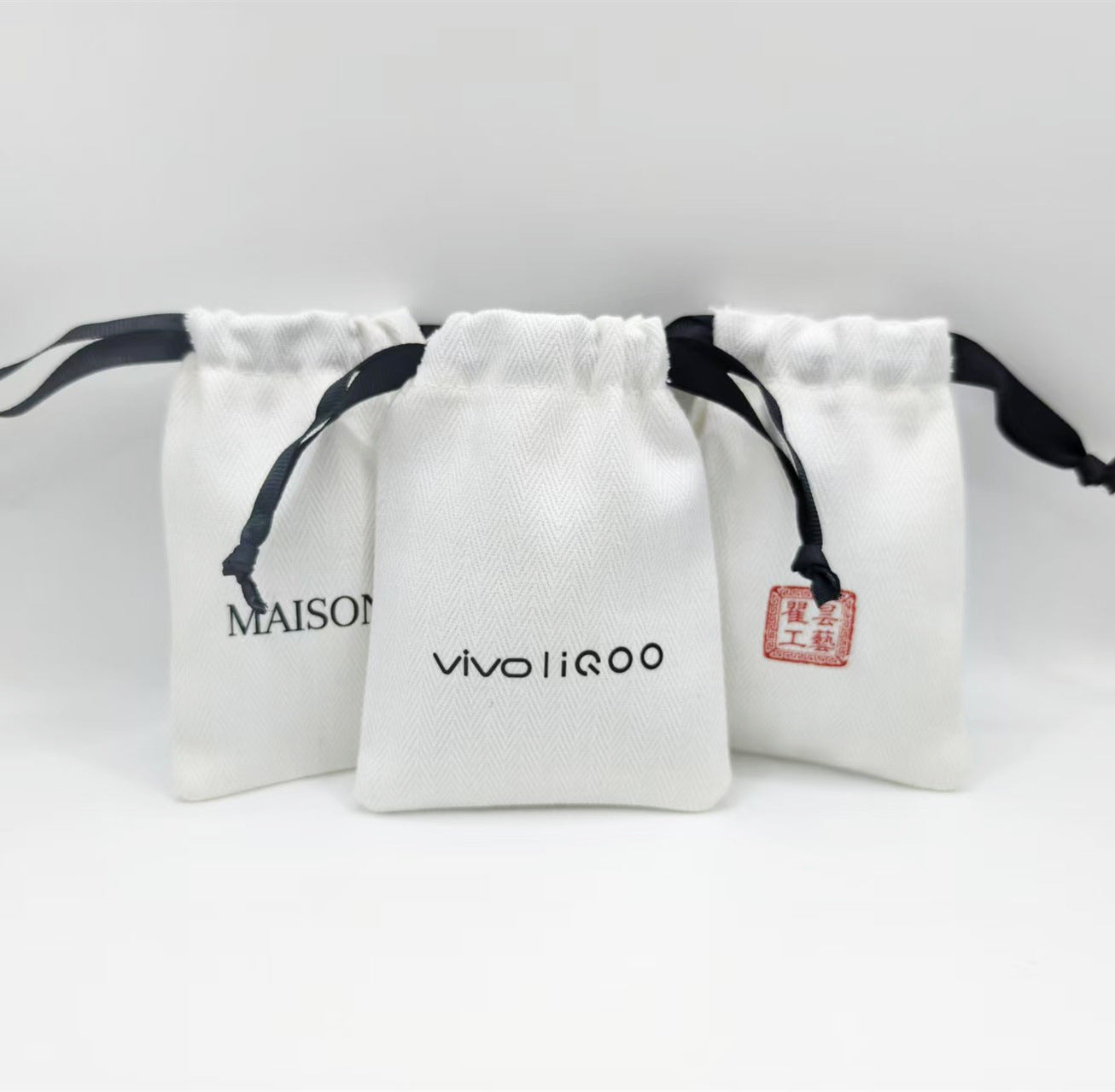100PCS Custom Cotton Jewelry Pouches, Logo Drawstring Bags, Small Storage (Bulk Available)