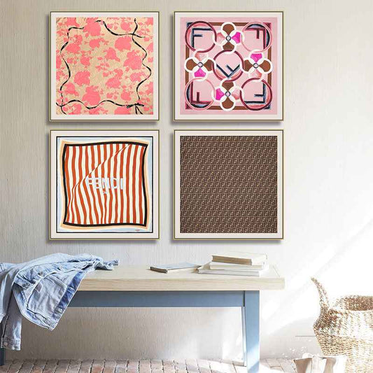 FEN DI di silk scarf decorative painting FEN modern light luxury senior sense square hanging painting restaurant dining room porch murals