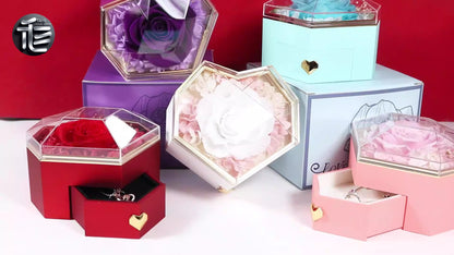 Engagement Ring Box Velvet – Wedding Ring Holder for Proposal, Luxury Heart-Shaped Jewelry Gift Box