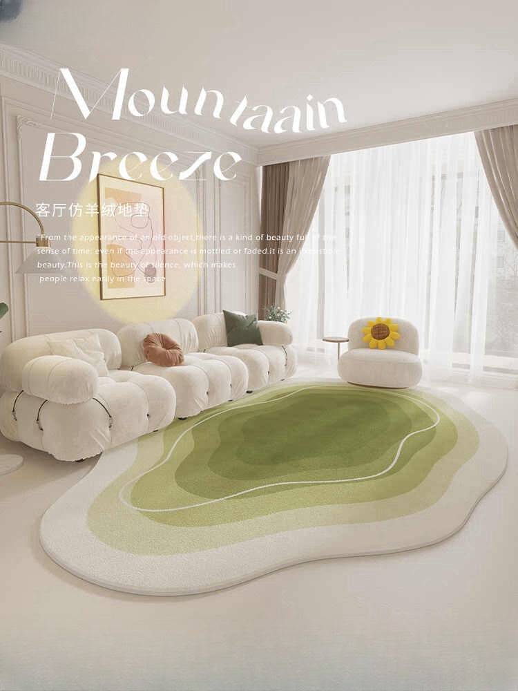 Cream wind special-shaped carpet living room light luxury luxury sofa home light green clouds irregular cushion bedroom