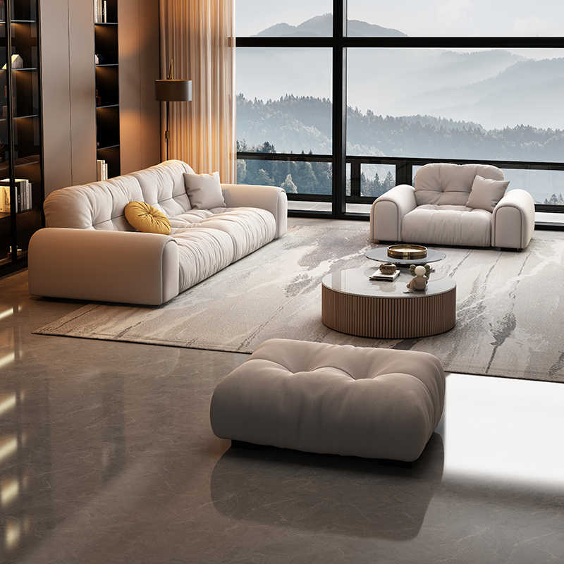 Cream sand hair small apartment modern simple light luxury French straight row three anti-cat scratch fabric sofa combination