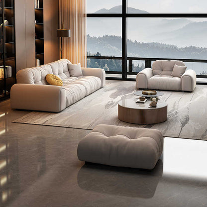 Cream sand hair small apartment modern simple light luxury French straight row three anti-cat scratch fabric sofa combination