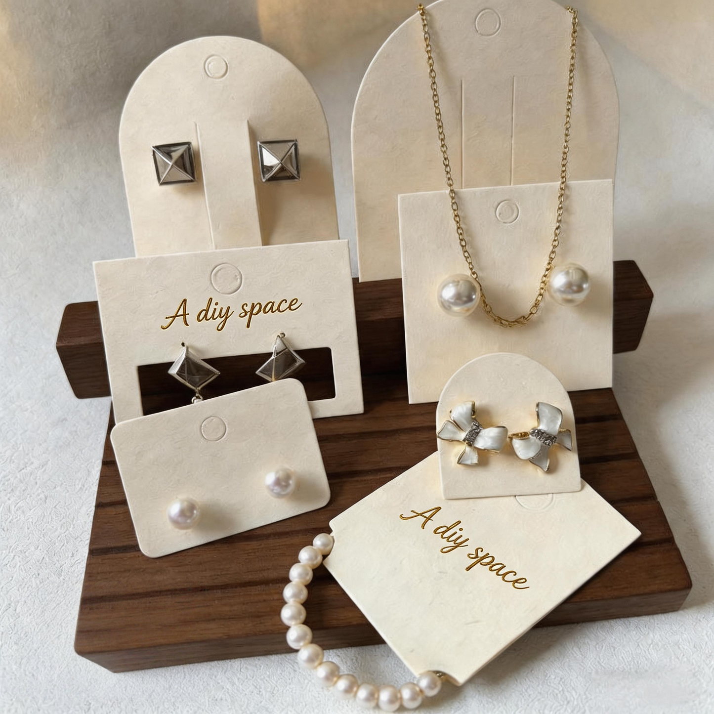 500pcs Eco Matte Jewelry Display Cards, Plant Fiber Paper, Custom Logo Packaging