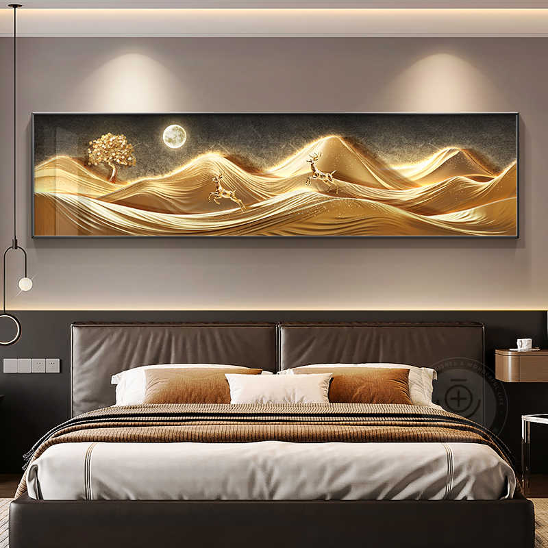 Light luxury and high sense back to Jinshan bedroom bed decoration painting atmospheric high-end landscape scenery room living room hanging picture