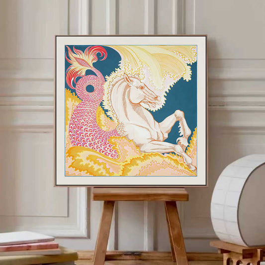 Love horse silk scarf decoration painting Shi high-end light luxury porch square horse hanging painting restaurant living room bedroom room landing