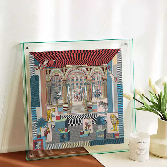 Love horse silk scarf hanging painting transparent frame acrylic mounted modern light luxury high sense of home decorative painting porch