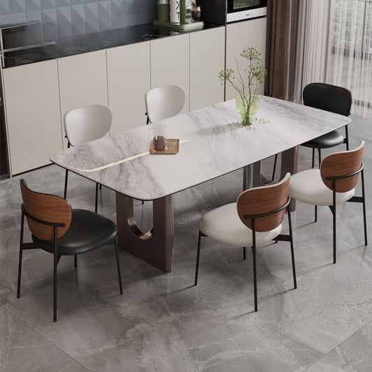 Light luxury stainless steel microcrystal full support table Italian high-end dining table villa designer dining table and chair combination