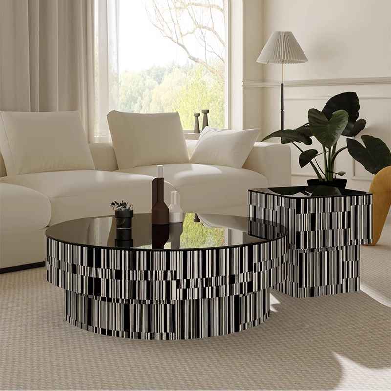 Coffee table living room household small apartment light luxury simple modern small side a few round table glass Italian minimalist coffee table